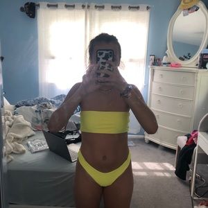 Shein yellow bandeau bikini set